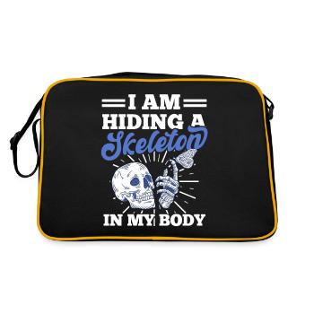 Grufti Schädel Skelett Menschlicher Körper - Retro Tasche - Schwarz/Gold - Hinten