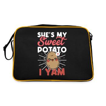 Februar Süßkartoffel Yam Paar - Retro Tasche - Schwarz/Gold - Hinten