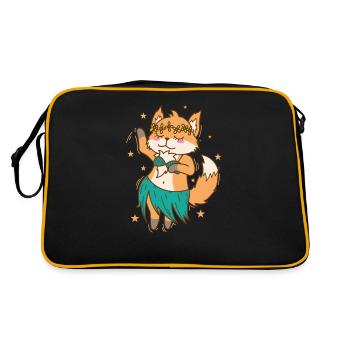 Fox makes belly dance funny animal nature - Retro Bag - black/gold - Back