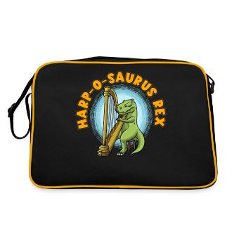 Harf-o-saurus Rex Harfe Spieler Harfenist - Retro Tasche - Schwarz/Gold - Hinten