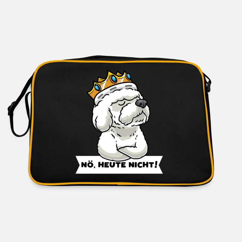 Stur Bichon Frisé Hund Gelockter Bichon Mit Krone Retro Tasche