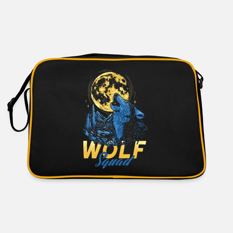Wolf Squad A wolf goes back and howls the moon Retro Bag