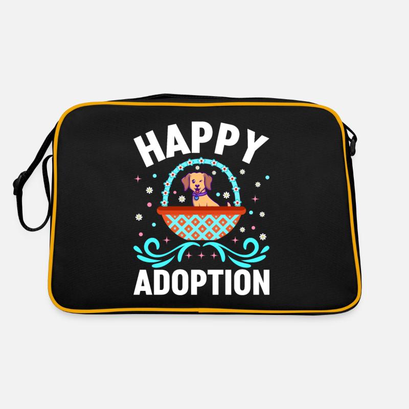 Glückliche Adoption Hund Korb Liebe Kinder Retro Tasche