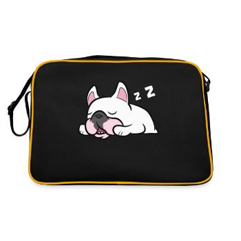 French Bulldog Puppy Sleeping Tired French Bulldog - Retro Bag - black/gold - Back