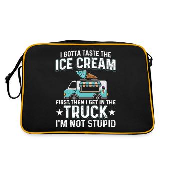 Eiscreme Schmelzen Gefrorenes Süßes Dessert Liebha - Retro Tasche - Schwarz/Gold - Hinten