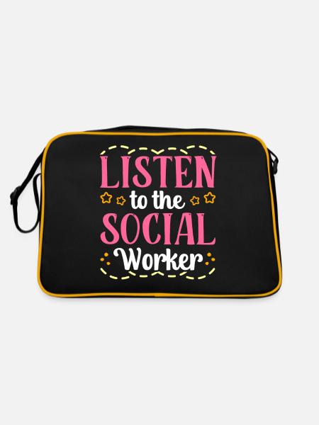 Ecoutez l’école de profession de travailleur social de l’école - Sac Retro - noir/or - Dos
