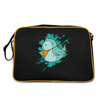 Oiseau avec bavoir dans un animal de style kawaii - Sac Retro - noir/or - Dos