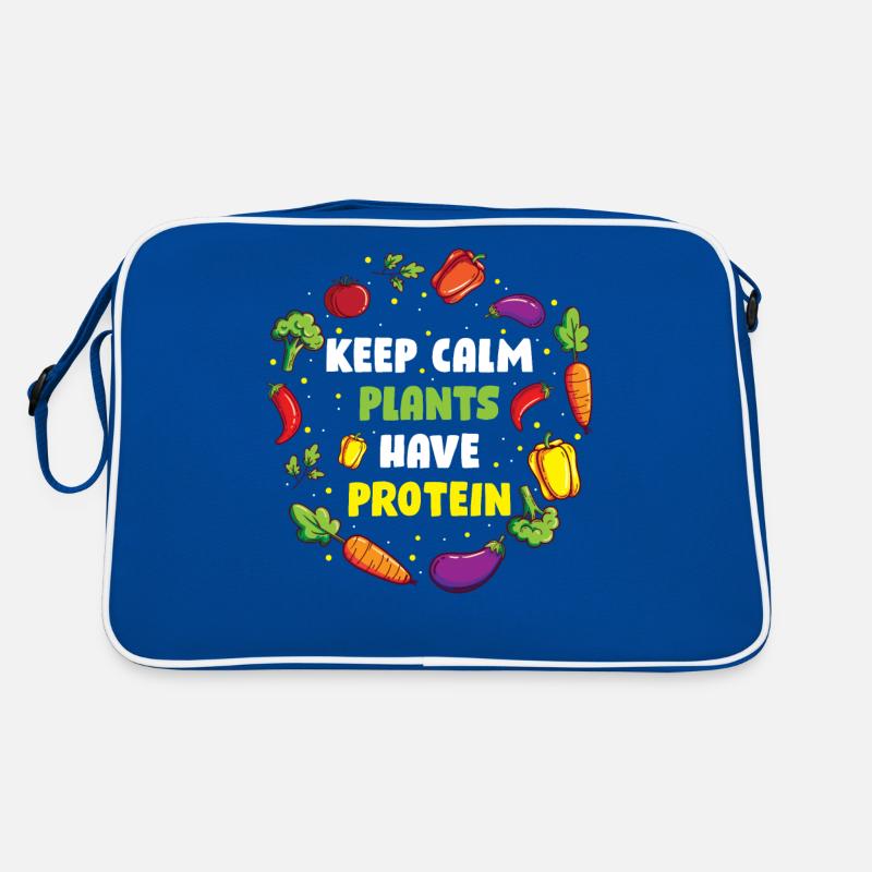 Keep Calm Plants Have Protein Vegan Geschenk Retro Tasche