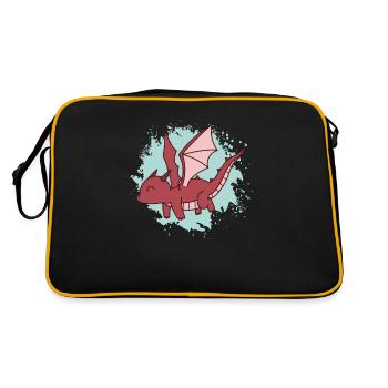 Dragon flies cute fantasy animal - Retro Bag - black/gold - Back