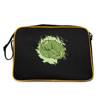 Dragon sleeps cute fantasy animal - Retro Bag - black/gold - Back