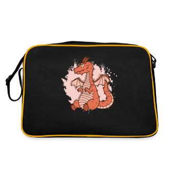 Bébé dragon assis mignon animal fantastique - Sac Retro - noir/or - Dos