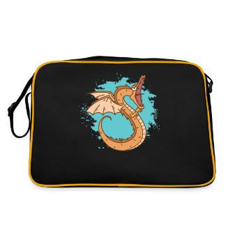 Dragon snake with open mouth - Retro Bag - black/gold - Back