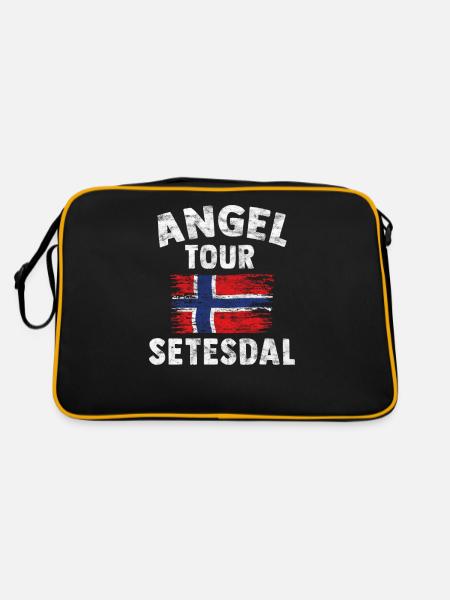 SETESDAL - Angel Tour Norwegen Personalisierbar - Retro Tasche - Schwarz/Gold - Hinten