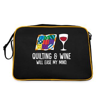 Quilting And Wine Will Ease My Mind - Retro Bag - black/gold - Back