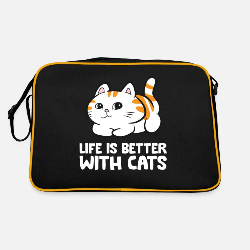 Drôles de chats amants chatons mignons qui - Sac Retro - noir/or