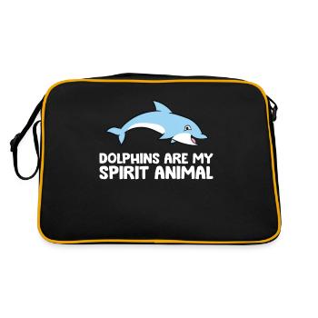 Delphine sind mein Seelentier Lustiger Delphin - Retro Tasche - Schwarz/Gold - Hinten