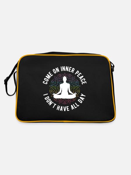 Yogalehrer Spruch Für Yogi Yoga - Retro Tasche - Schwarz/Gold - Hinten