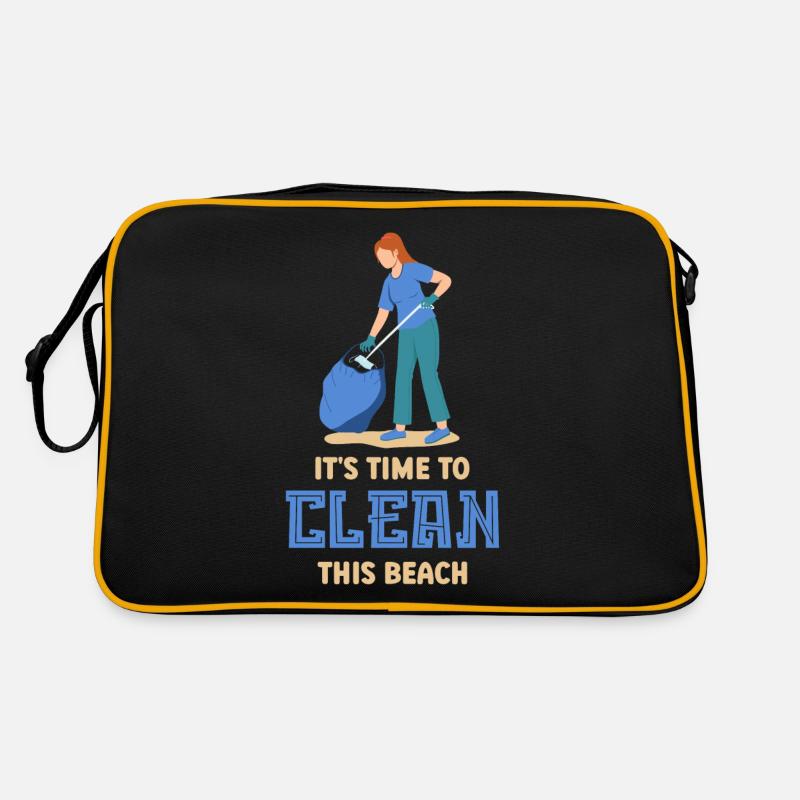 Il est temps de nettoyer cette plage Plages - Sac Retro - noir/or