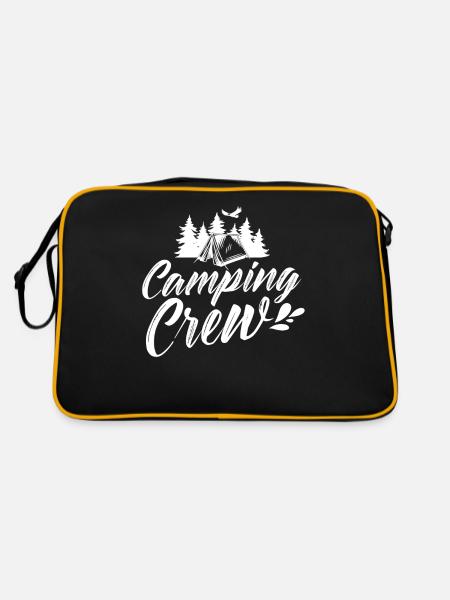 Camping Team Camper Campingplatz Campen Camp - Retro Tasche - Schwarz/Gold - Hinten