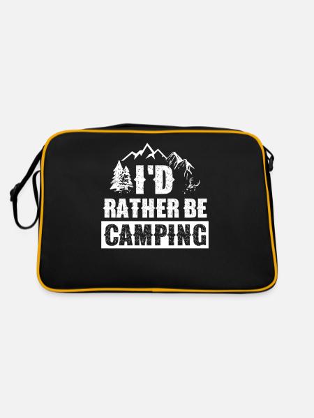 Ich Würde Lieber Campen Camp Camping Camper - Retro Tasche - Schwarz/Gold - Hinten