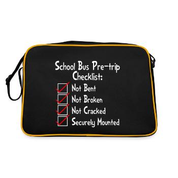Liste de vérification avant le départ de l’autobus scolaire, non pliée, - Sac Retro - noir/or - Dos