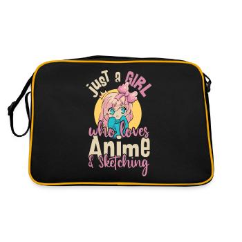 Just A Girl Who Loves Anime and Sketching - Retro Bag - black/gold - Back