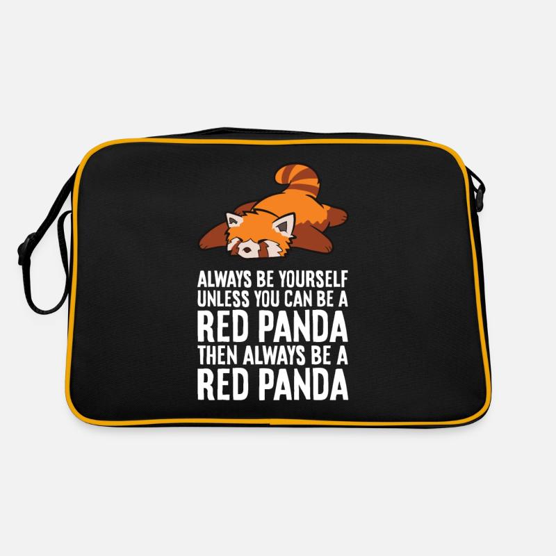 Roter Panda Sei immer du selbst, außer du kannst - Retro Tasche - Schwarz/Gold