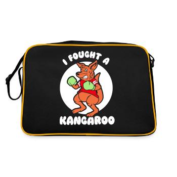 Ich Kämpfte Mit Einem Känguru Kängurus Tier - Retro Tasche - Schwarz/Gold - Hinten