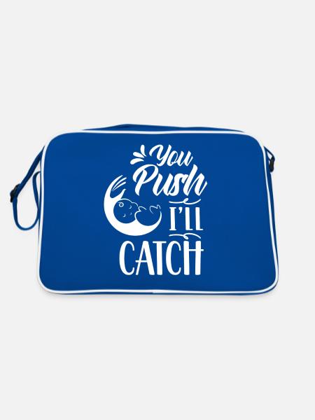 Du Drückst Ich Fange Hebammen Hebamme Beruf - Retro Tasche - Blau/Weiß - Hinten
