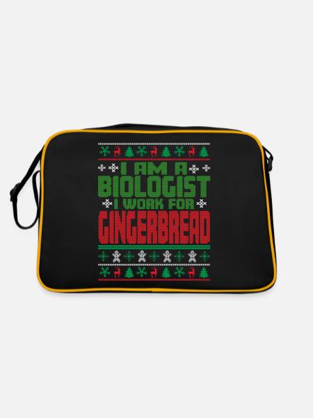 Biologist Christmas Saying - Retro Bag - black/gold - Back