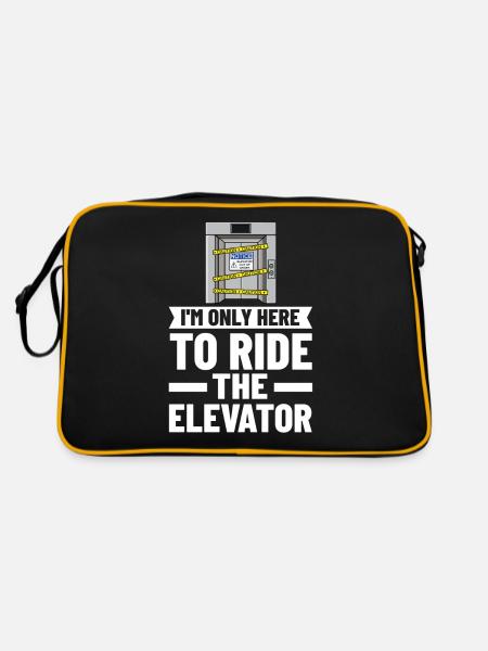 Aufzug Aufzugsanlage Techniker Fahrstuhl Lift - Retro Tasche - Schwarz/Gold - Hinten