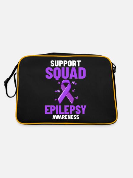 Epilepsie Krampf Erkrankung Epileptischer Anfall - Retro Tasche - Schwarz/Gold - Hinten