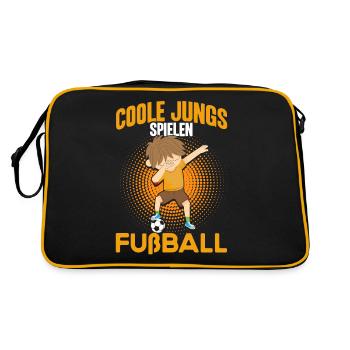 Coole Jungs spielen Fußball - Retro Tasche - Schwarz/Gold - Hinten