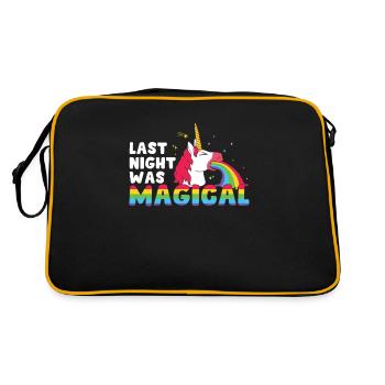 Last Night Funny Hangover Unicorn Vomiting For An - Retro Bag - black/gold - Back