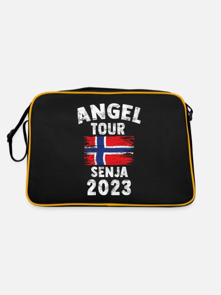 SENJA 2023 - Angel Tour Norwegen Personalisierbar - Retro Tasche - Schwarz/Gold - Hinten