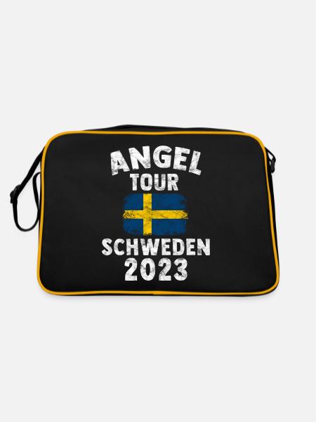 SCHWEDEN 2023 Angel Tour Skandinavien Geschenk - Retro Tasche - Schwarz/Gold