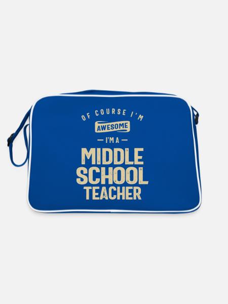 Super Ich bin ein Mittelschullehrer Lustiger Job - Retro Tasche - Blau/Weiß - Hinten