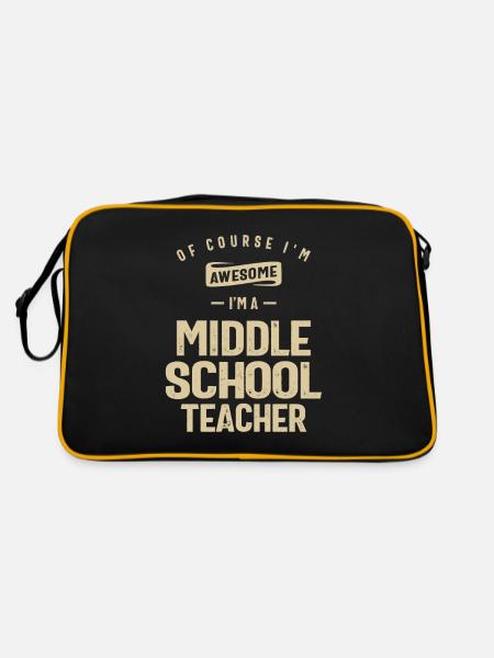Génial, je suis un professeur de collège drôle de travail - Sac Retro - noir/or - Dos