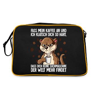 Fass mein Kaffee an und ich klatsch dich Kaffee - Retro Tasche - Schwarz/Gold - Hinten