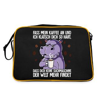 Fass mein Kaffee an und ich klatsch dich Kaffee - Retro Tasche - Schwarz/Gold - Hinten