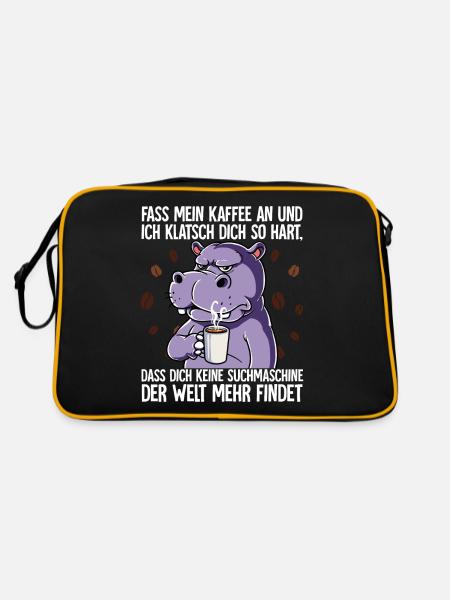 Fass mein Kaffee an und ich klatsch dich Kaffee - Retro Tasche - Schwarz/Gold - Hinten