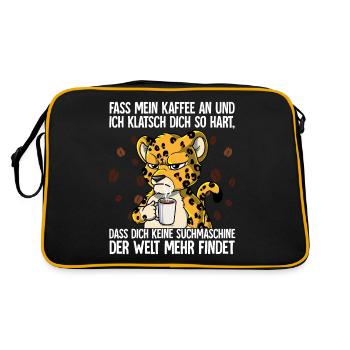 Fass mein Kaffee an und ich klatsch dich Kaffee - Retro Tasche - Schwarz/Gold - Hinten