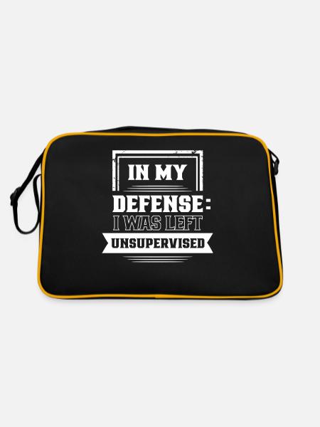 Zu Meiner Verteidigung Unbeaufsichtigt Gelassen - Retro Tasche - Schwarz/Gold - Hinten