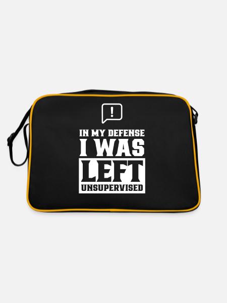 Zu Meiner Verteidigung Unbeaufsichtigt Gelassen - Retro Tasche - Schwarz/Gold - Hinten