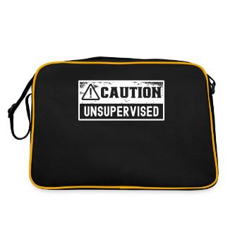 Vorsicht Unbeaufsichtigt Unsupervised Sarkastisch - Retro Tasche - Schwarz/Gold - Hinten