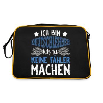 Ich Bin Deutschlehrer Schule Grammatik Grammatiker - Retro Tasche - Schwarz/Gold - Hinten
