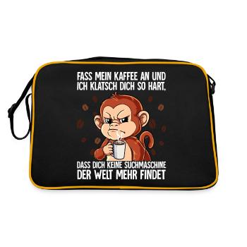 Fass mein Kaffee an und ich klatsch dich Kaffee - Retro Tasche - Schwarz/Gold - Hinten