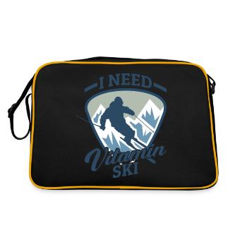 Skier Skiing Alpine Downhill Vitamin Ski Skiing - Retro Bag - black/gold - Back