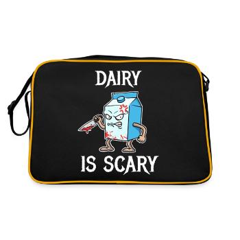 Dairy Is Scary Vegan Geschenk - Retro Tasche - Schwarz/Gold - Hinten