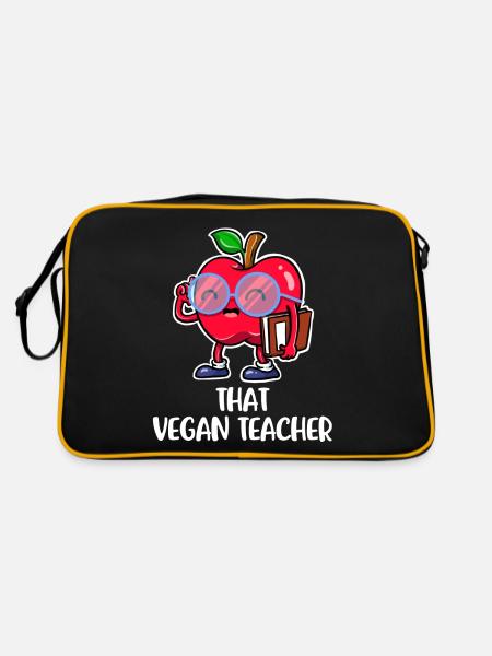 That Vegan Teacher Vegan Gift - Retro Bag - black/gold - Back
